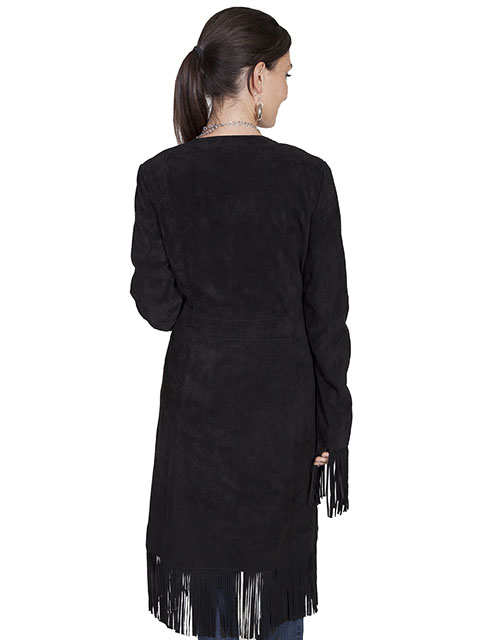 (image for) Ladies Suede Fringe Maxi Long Coat